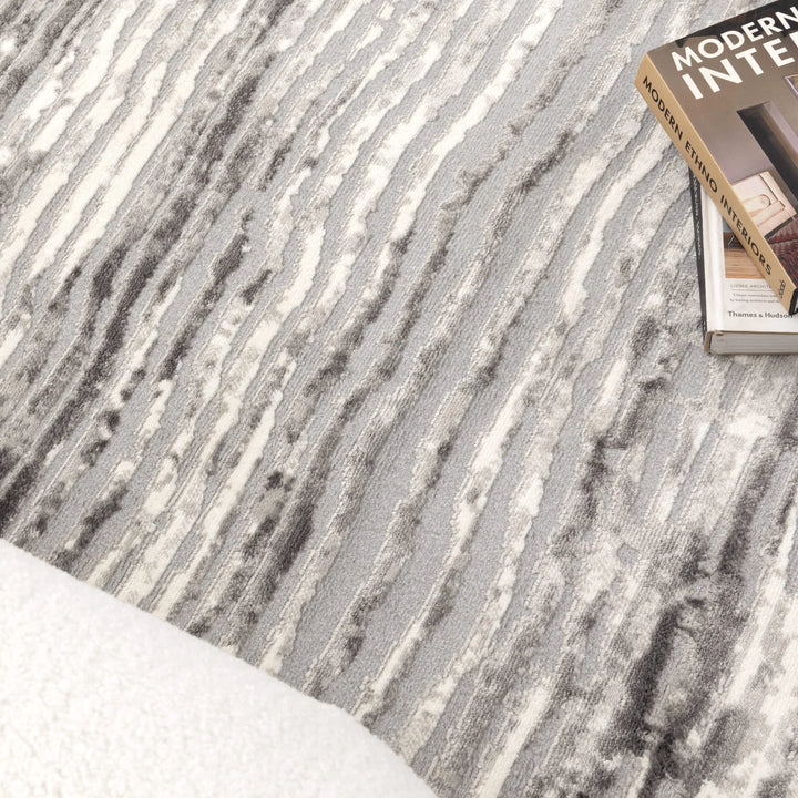 Capri Distressed Lines Grey Rug