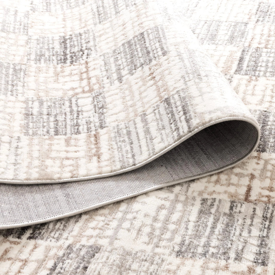 Barca Distressed Checkers Grey Beige Rug