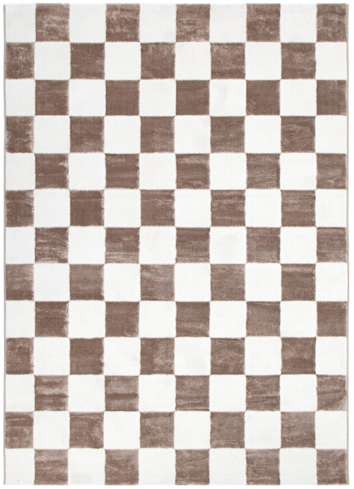 Barca Checkers Cream Brown Rug