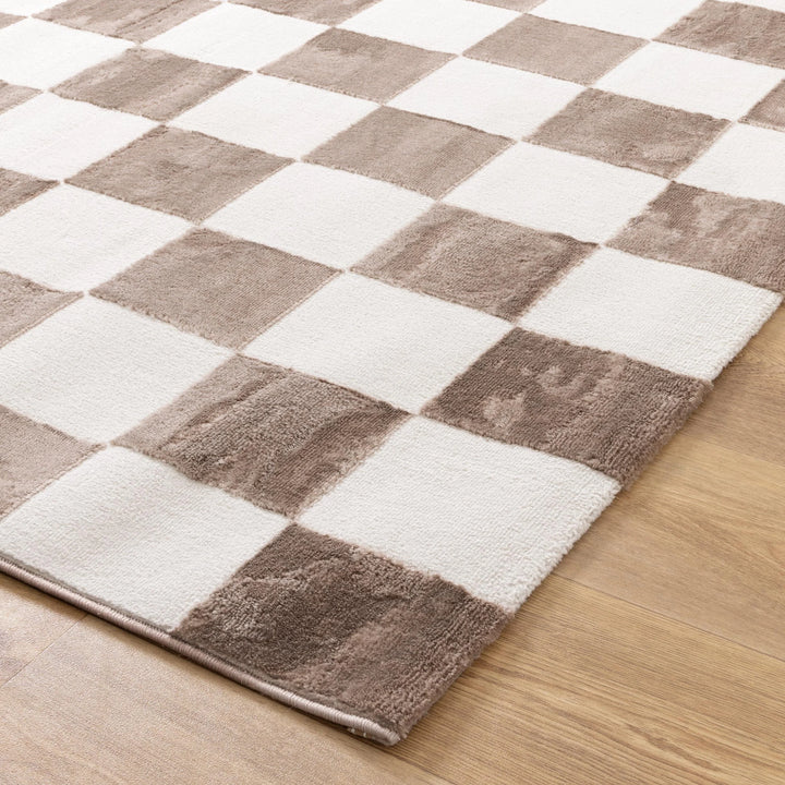 Barca Checkers Cream Brown Rug