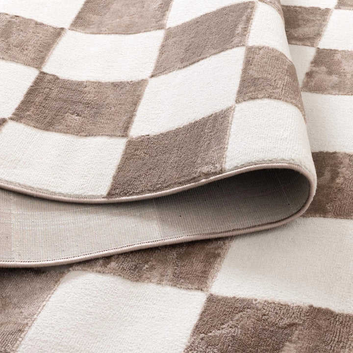 Barca Checkers Cream Brown Rug