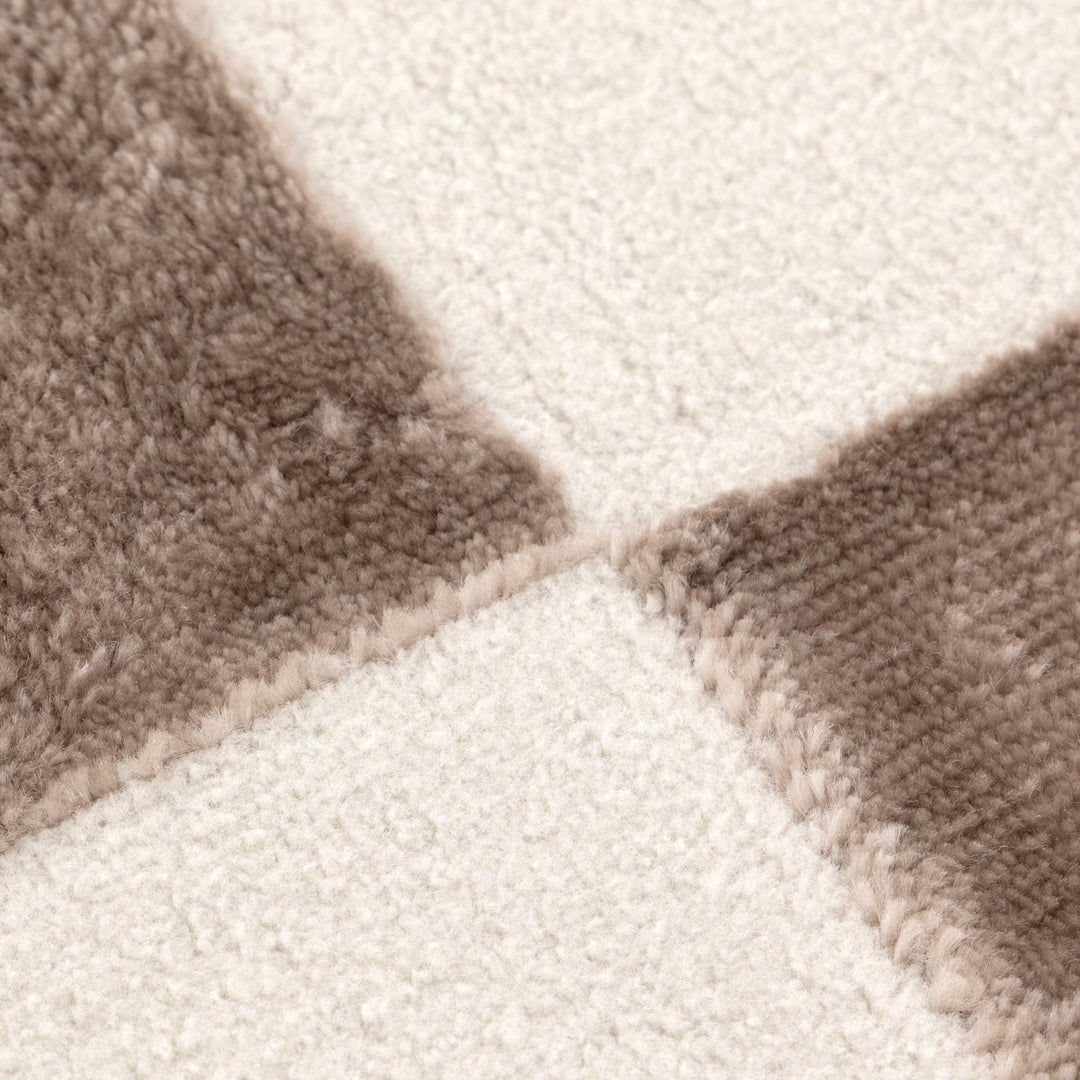 Barca Checkers Cream Brown Rug