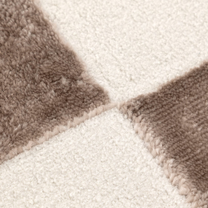 Barca Checkers Cream Brown Rug
