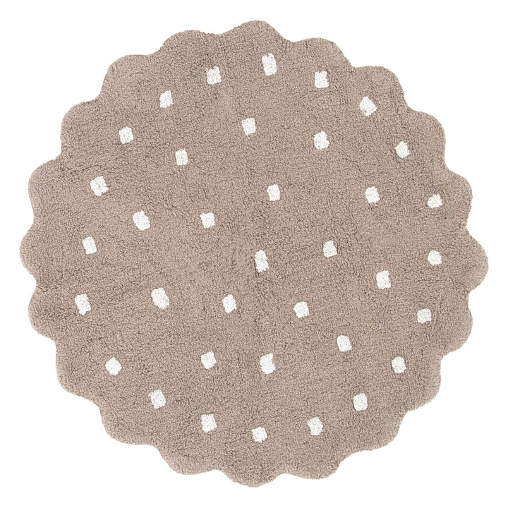 Paris Round Scalloped Kids Rug Mushroom Beige: New Arrival