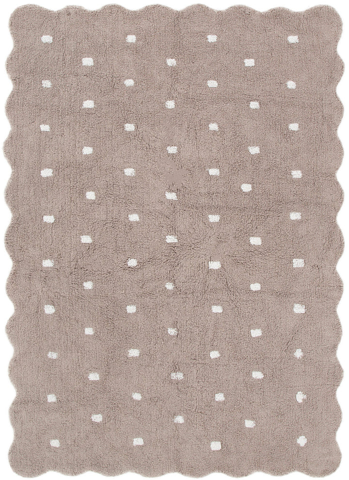 Paris Rectangle Scalloped Kids Rug Mushroom Beige: New Arrival