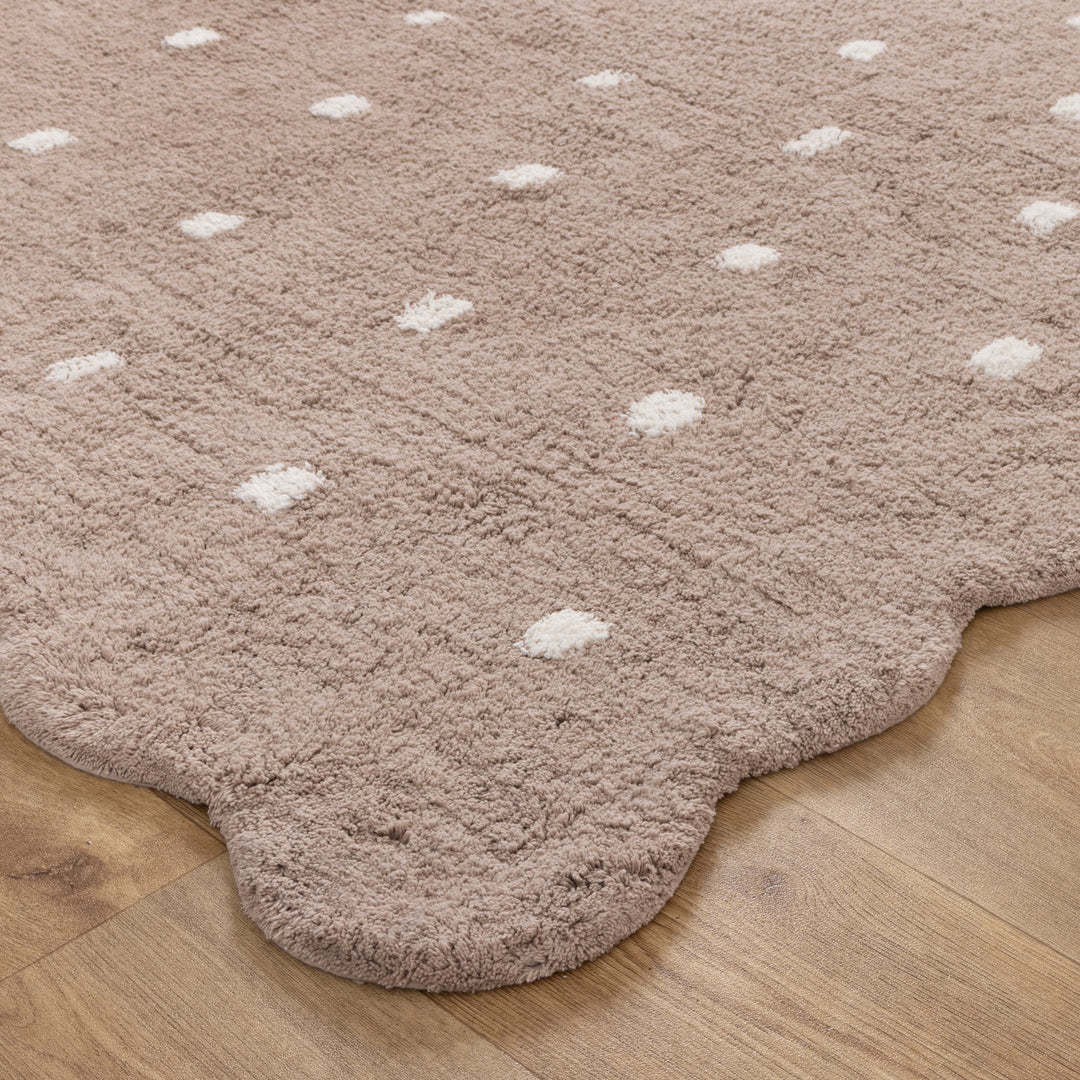 Paris Rectangle Scalloped Kids Rug Mushroom Beige: New Arrival