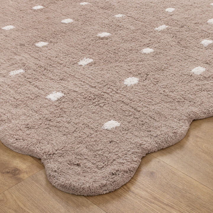 Paris Rectangle Scalloped Kids Rug Mushroom Beige: New Arrival