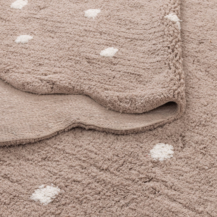 Paris Round Scalloped Kids Rug Mushroom Beige: New Arrival