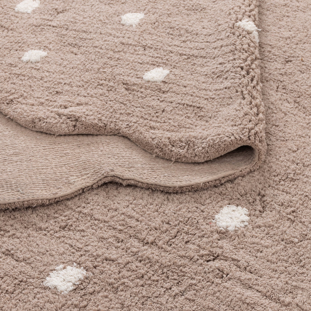 Paris Rectangle Scalloped Kids Rug Mushroom Beige: New Arrival