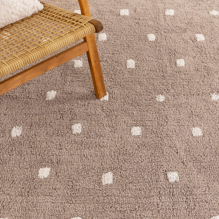 Paris Round Scalloped Kids Rug Mushroom Beige: New Arrival
