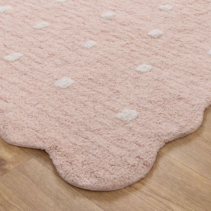 Paris Rectangle Scalloped Kids Rug Blush Pink: New Arrival