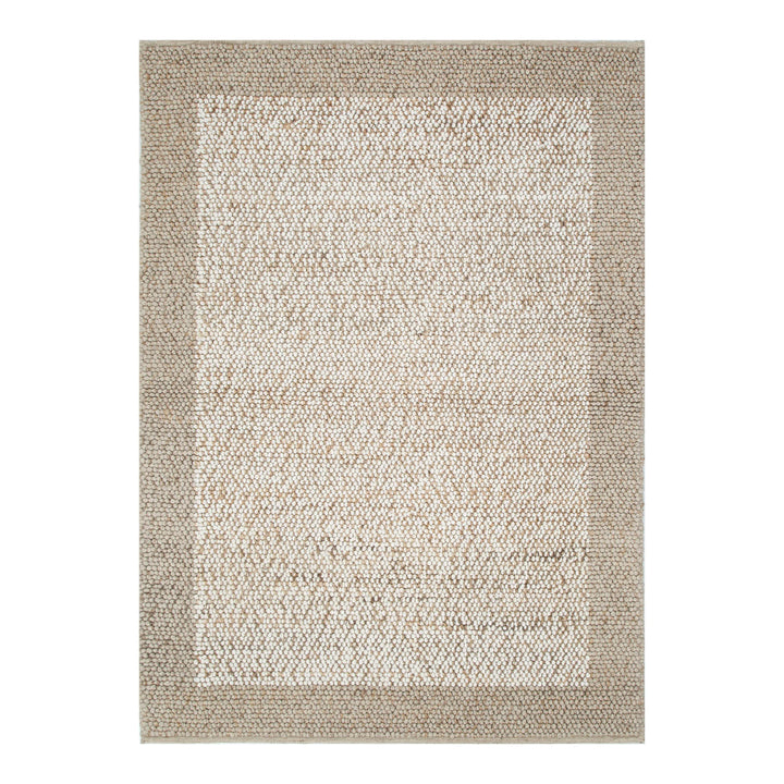 Verona Plain Border Cream Beige Jute and Wool Rug
