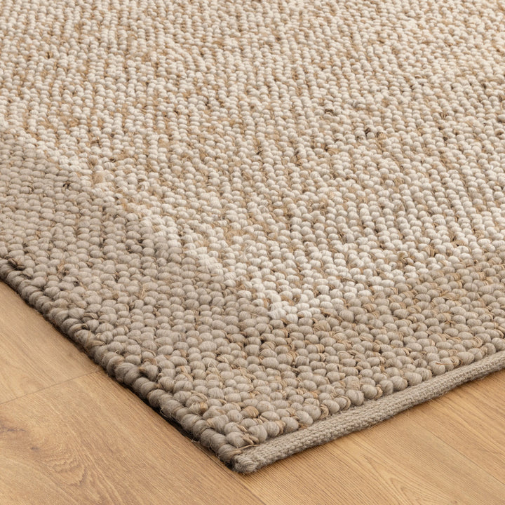 Verona Plain Border Cream Beige Jute and Wool Rug