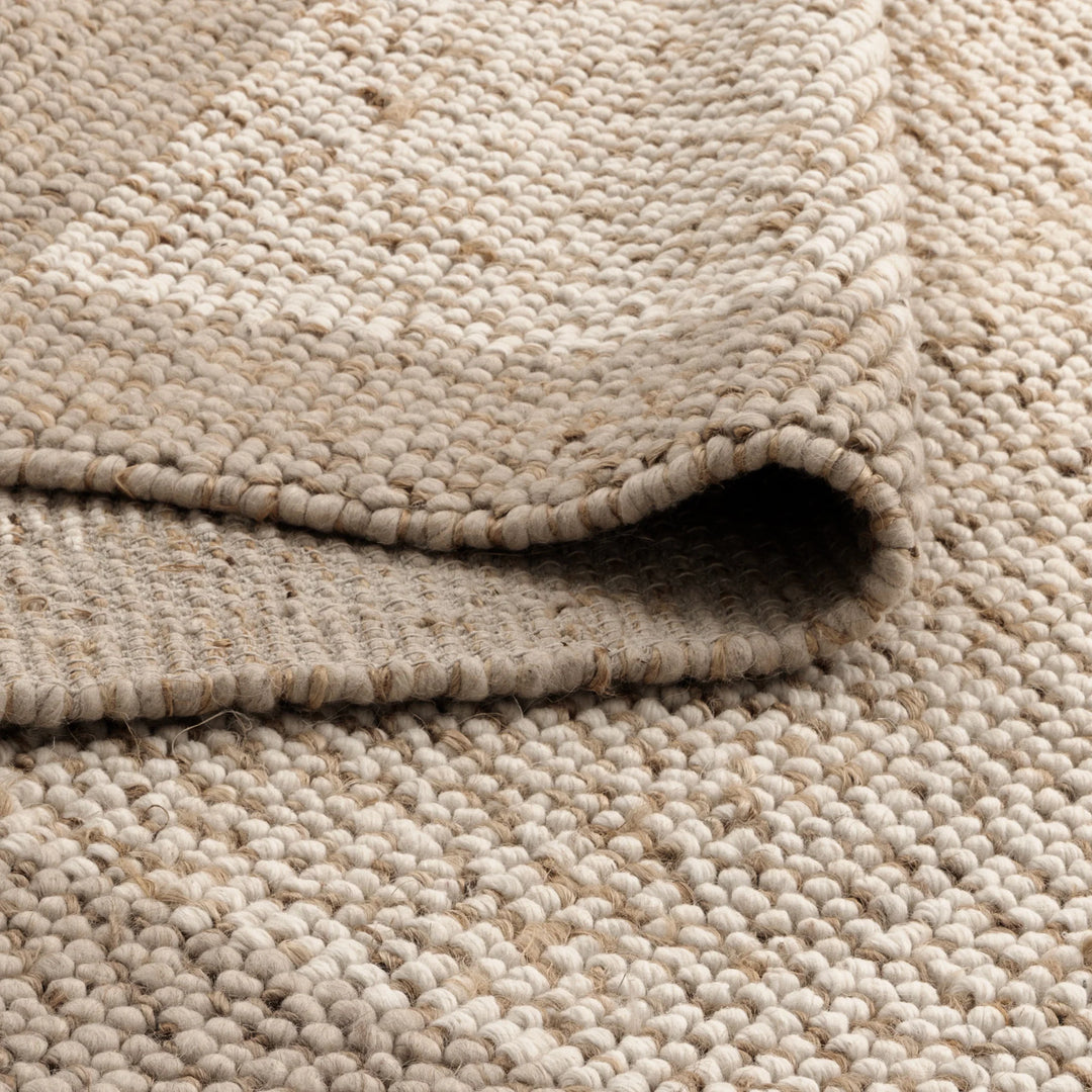 Verona Plain Border Cream Beige Jute and Wool Rug