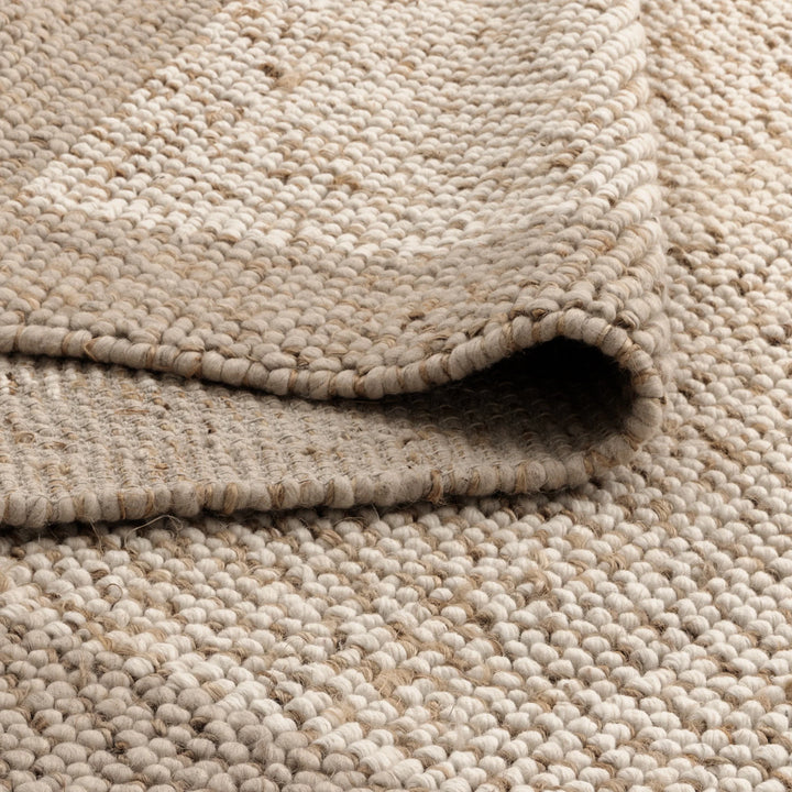 Verona Plain Border Cream Beige Jute and Wool Rug