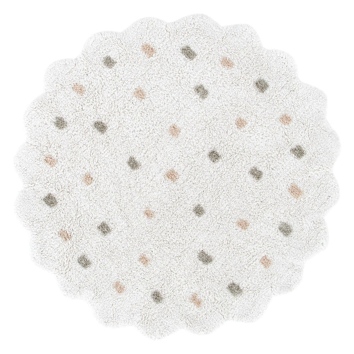 Paris Round Scalloped Kids Rug White &amp; Multi: New Arrival