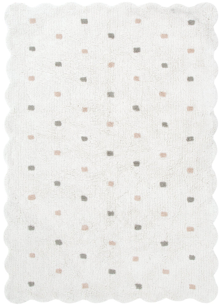 Paris Rectangle Scalloped Kids Rug White &amp; Multi: New Arrival