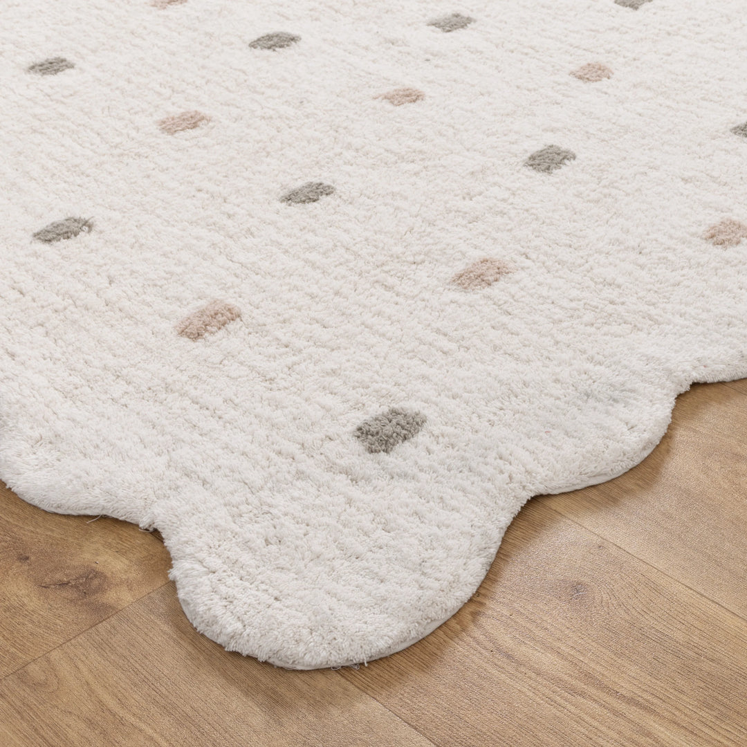 Paris Round Scalloped Kids Rug White &amp; Multi: New Arrival