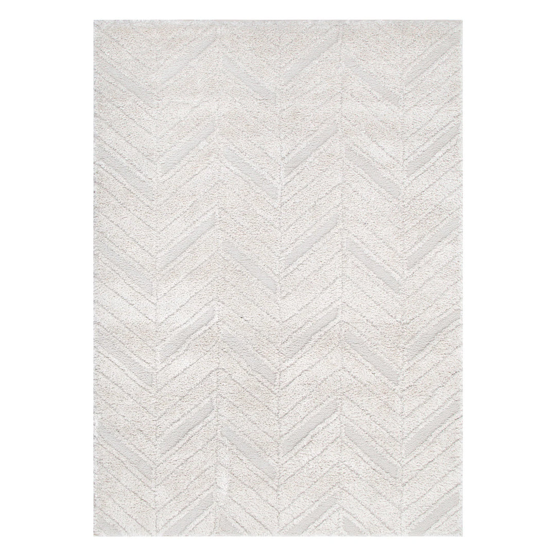 Alps Chevron Beige Shag Rug
