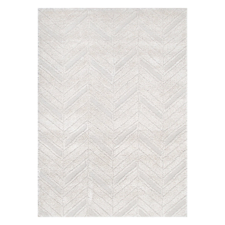 Alps Chevron Beige Shag Rug