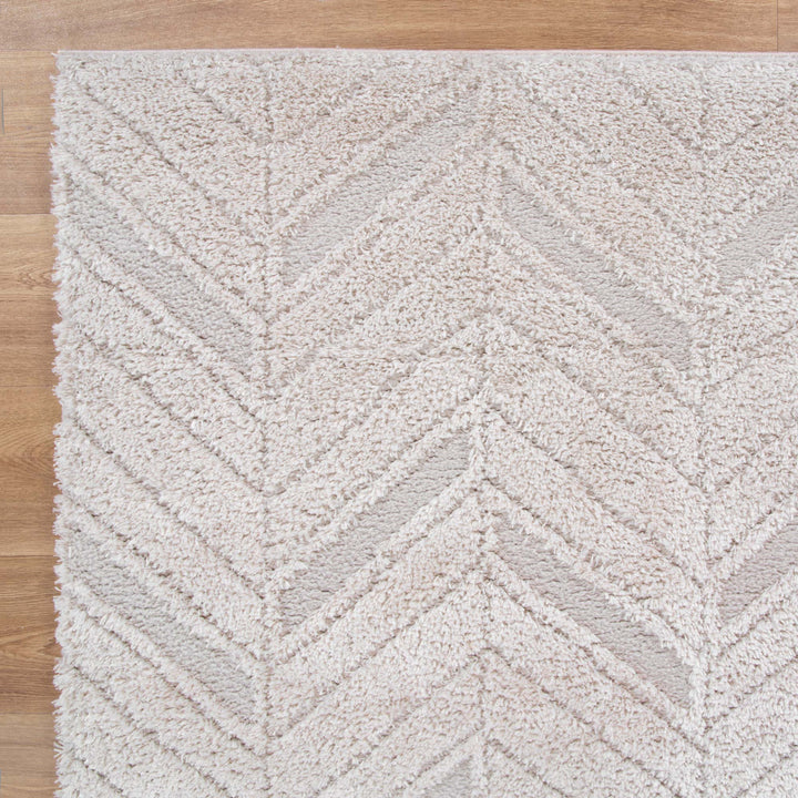 Alps Chevron Beige Shag Rug