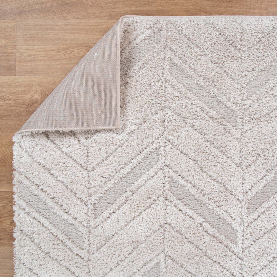 Alps Chevron Beige Shag Rug