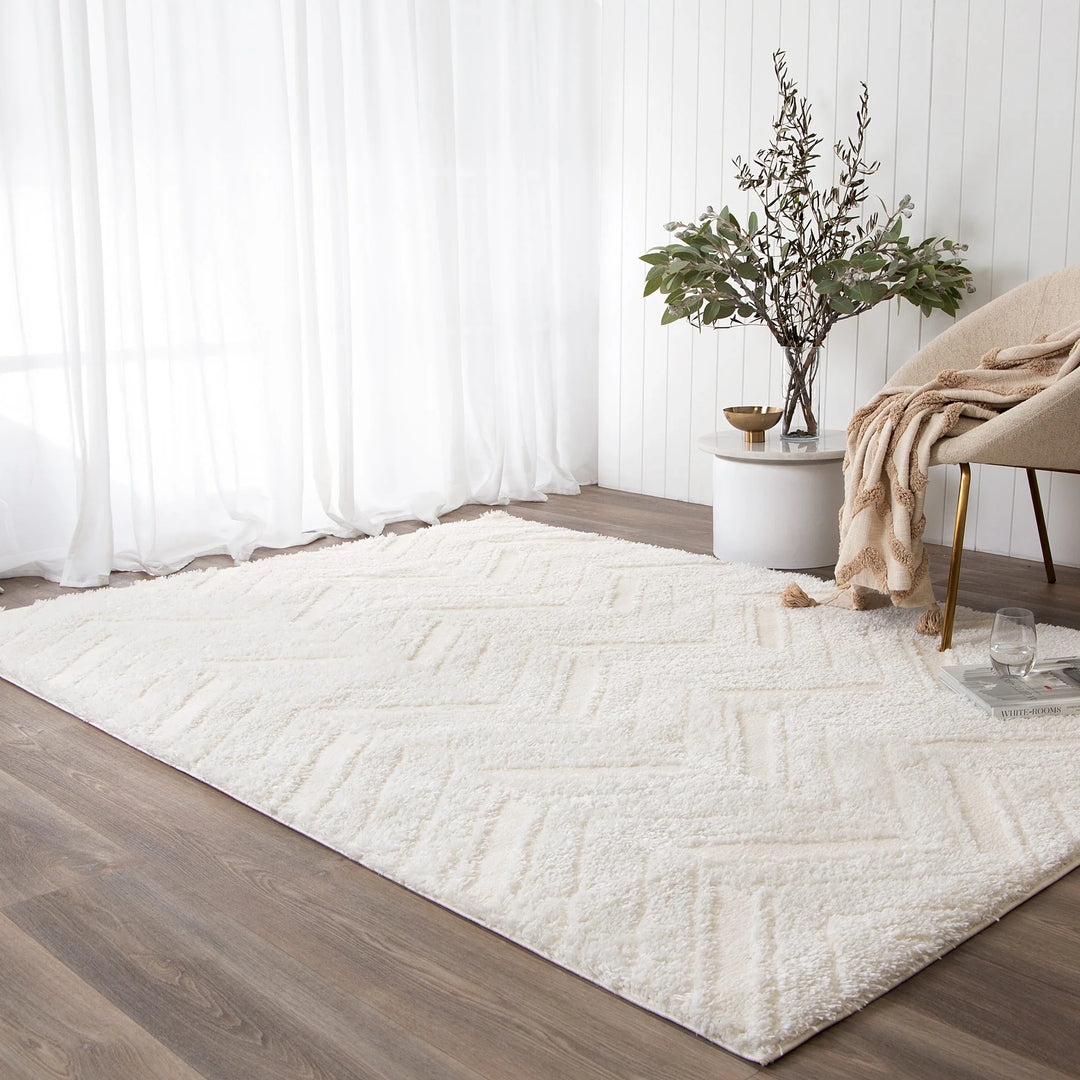 Alps Chevron Cream Shag Rug