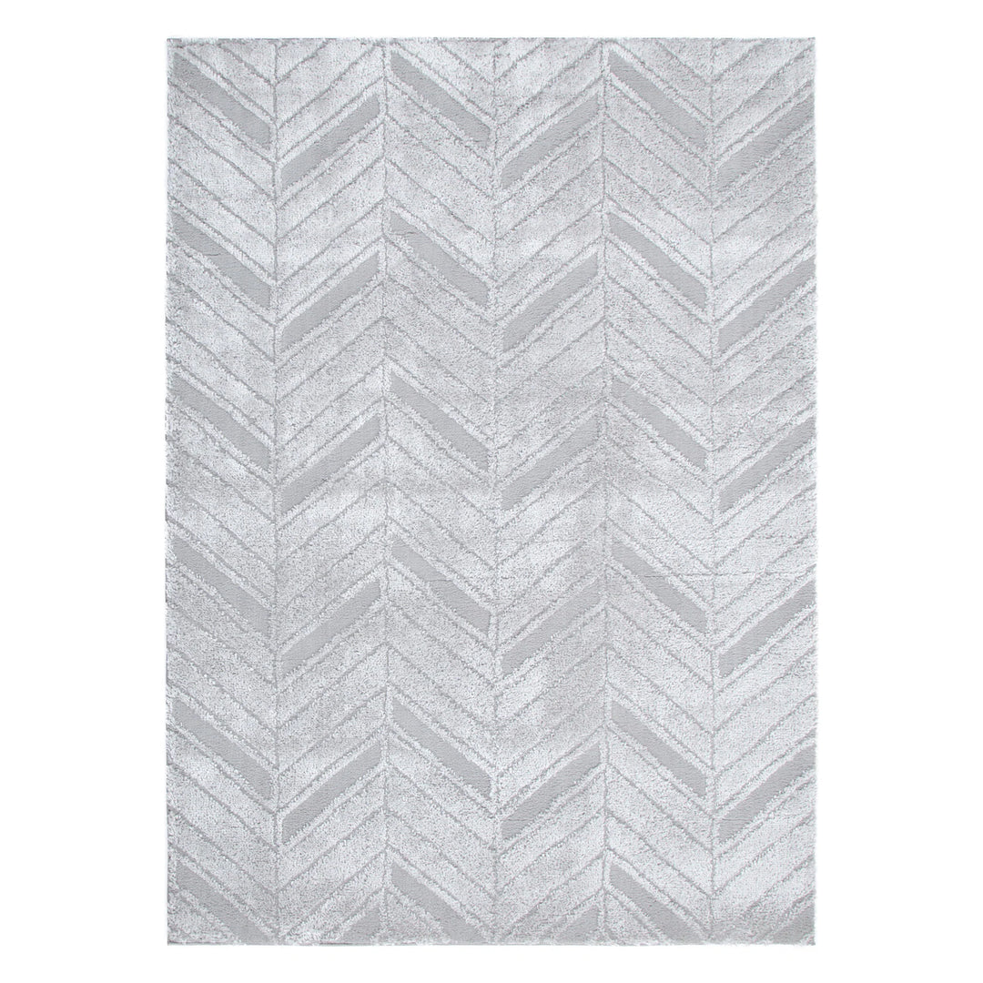 Alps Chevron Silver Shag Rug