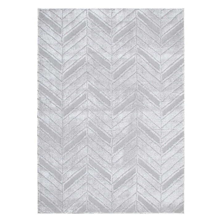Alps Chevron Silver Shag Rug