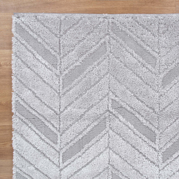 Alps Chevron Silver Shag Rug