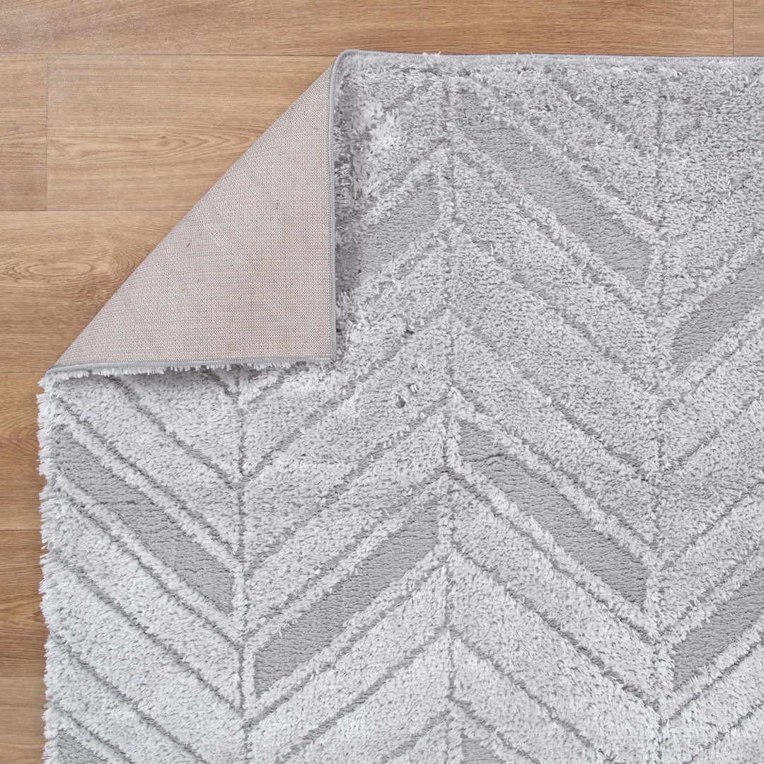 Alps Chevron Silver Shag Rug