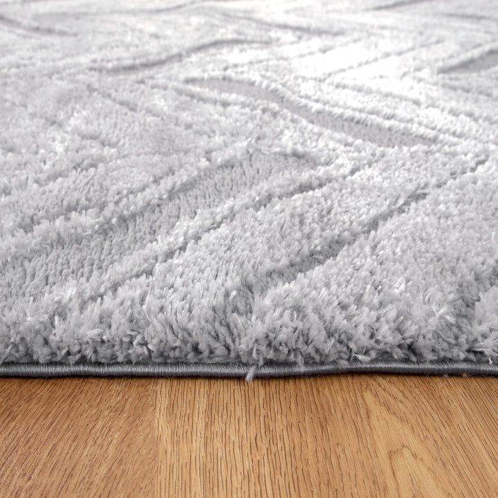 Alps Chevron Silver Shag Rug