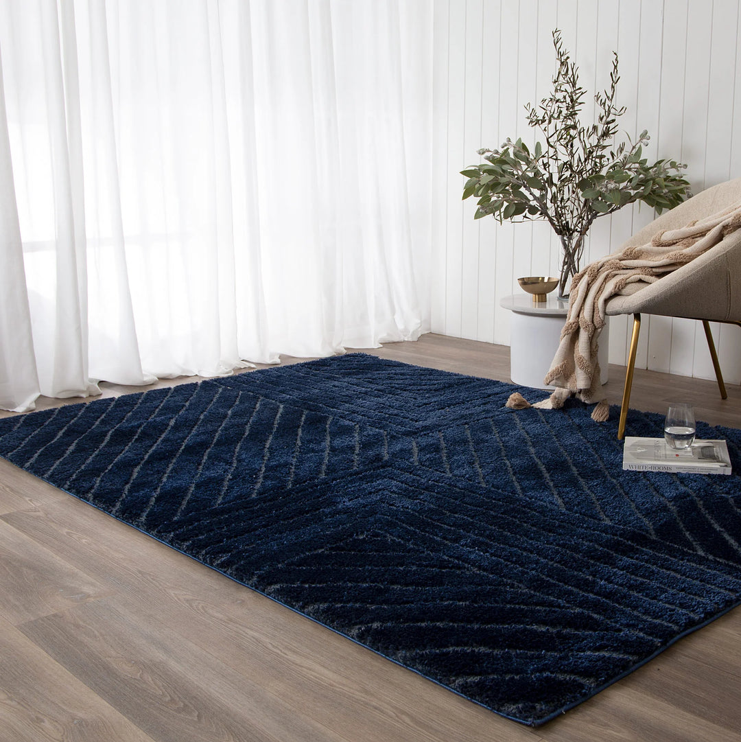 Alps Modern Navy Shag Rug