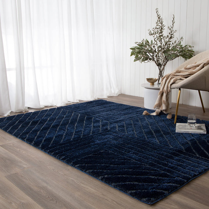 Alps Modern Navy Shag Rug