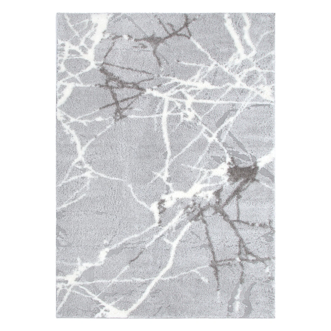 Alps Abstract Silver Shag Rug
