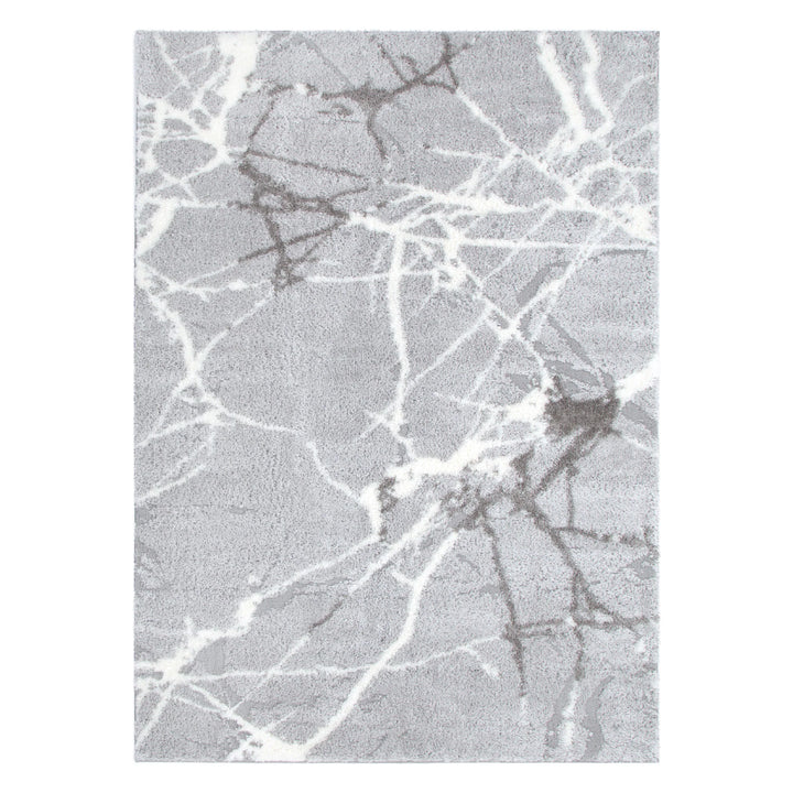 Alps Abstract Silver Shag Rug