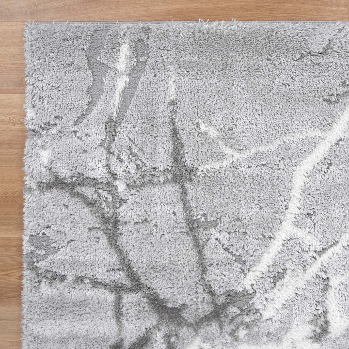 Alps Abstract Silver Shag Rug