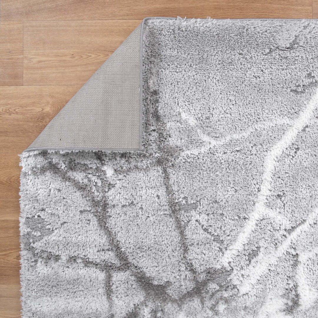 Alps Abstract Silver Shag Rug