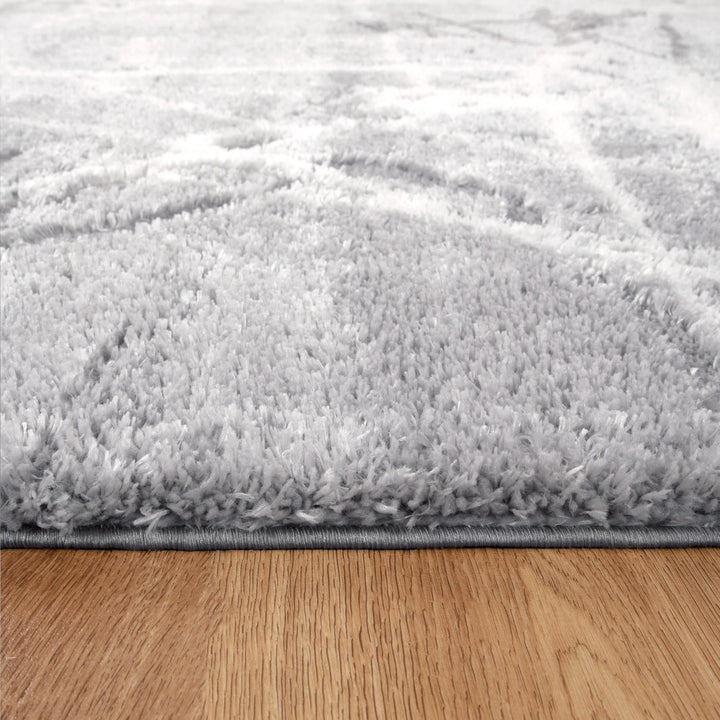 Alps Abstract Silver Shag Rug
