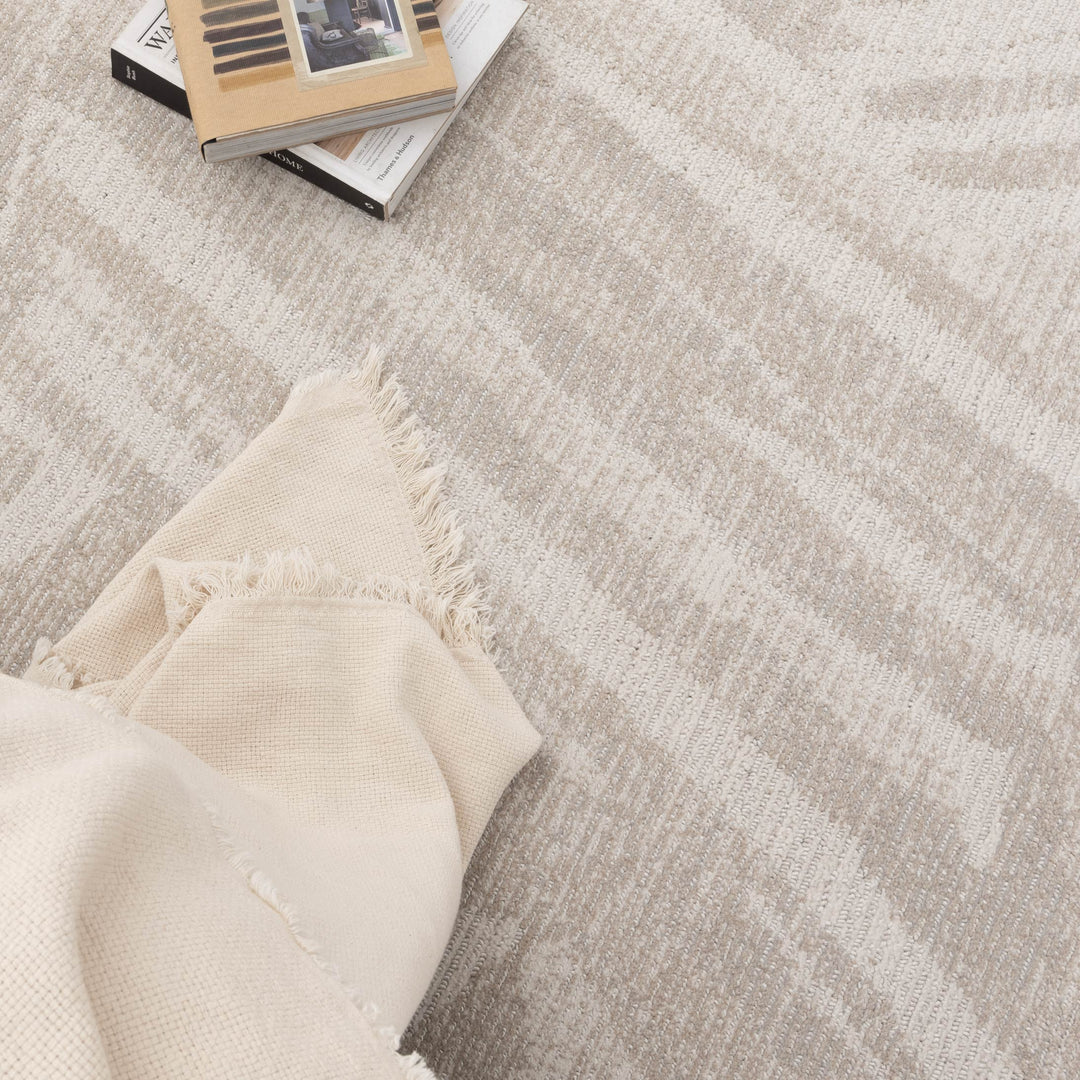 Yazd Geo Lines Beige Cream Rug - TOS1