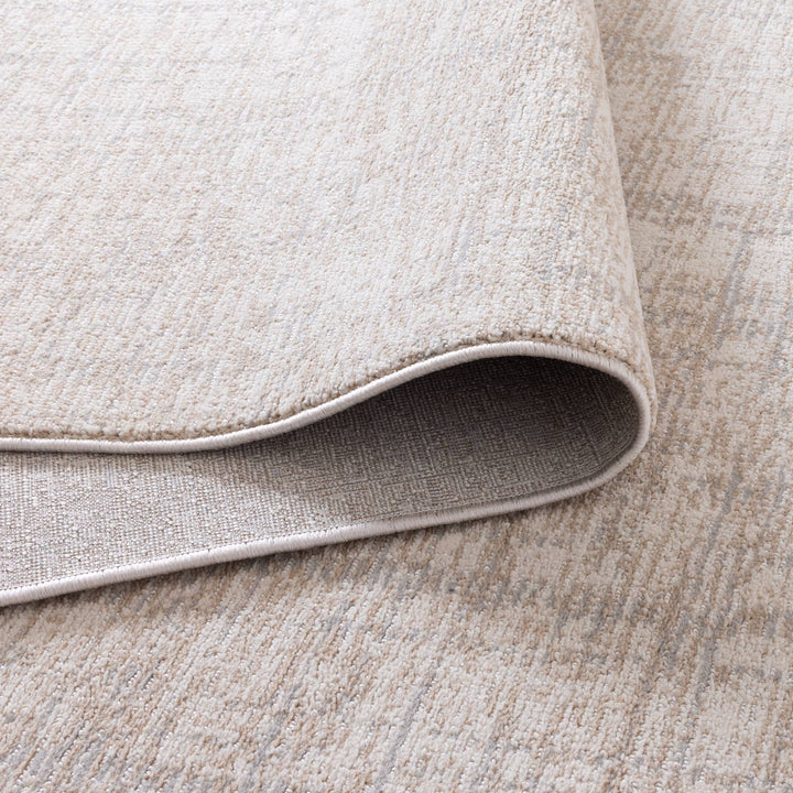 Yazd Distressed Lines Grey Beige Rug - TOS4