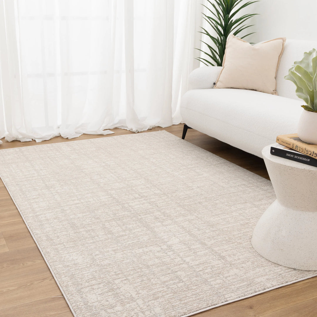 Yazd Distressed Lines Grey Beige Rug - TOS4