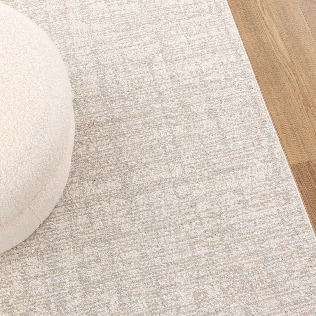Yazd Distressed Lines Grey Beige Rug - TOS4