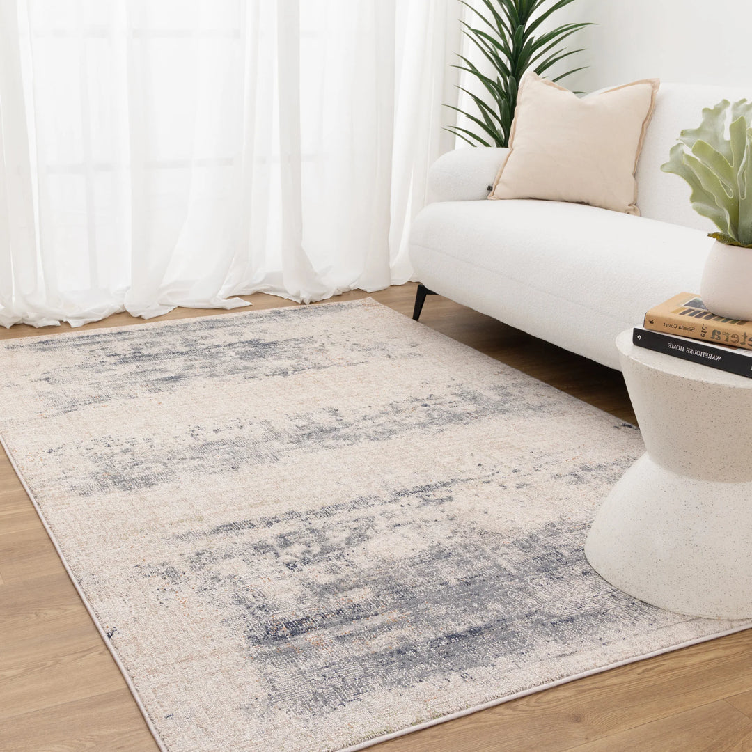 Yazd Distressed Splash Beige Blue Rug TOS5