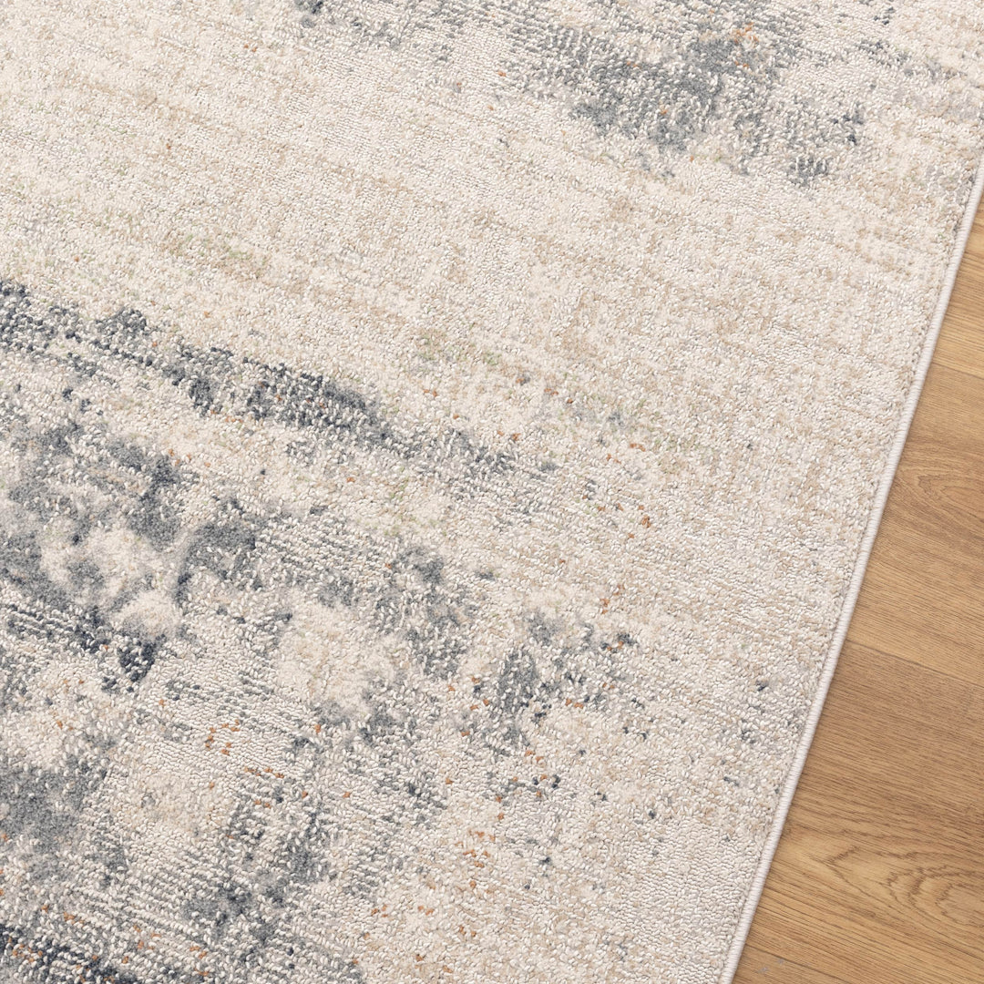 Yazd Distressed Splash Beige Blue Rug TOS5