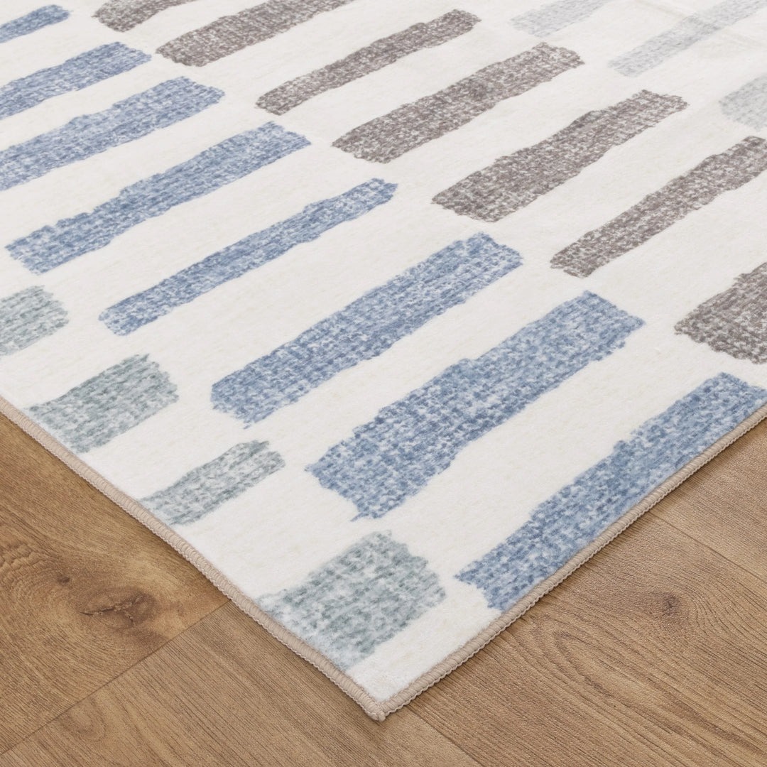 Vance Modern Stripes Machine Washable Rug