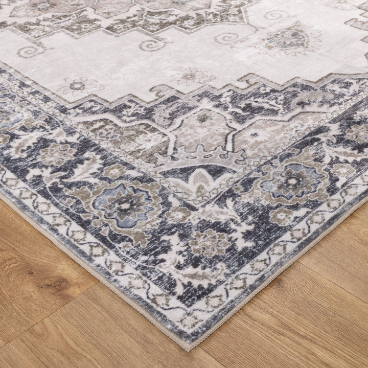 Vance Beige Grey Machine Washable Rug