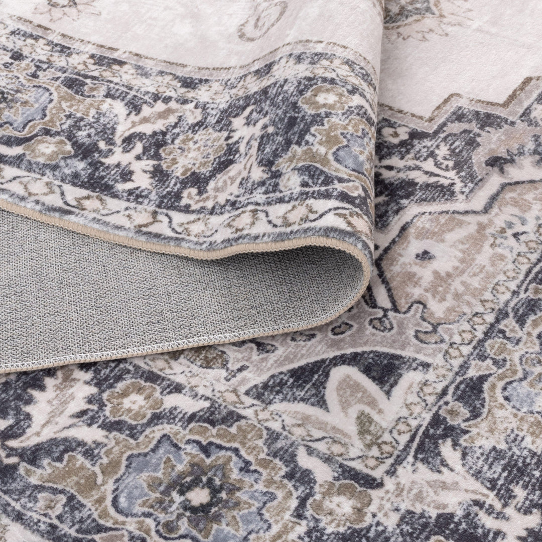 Vance Beige Grey Machine Washable Rug
