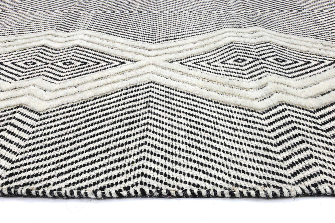 Hima Black & White Wool Blend Rug