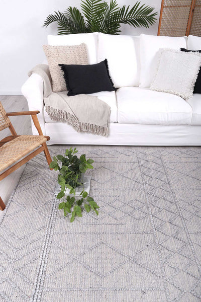 Hima Geometric Grey 1 Wool Blend Rug